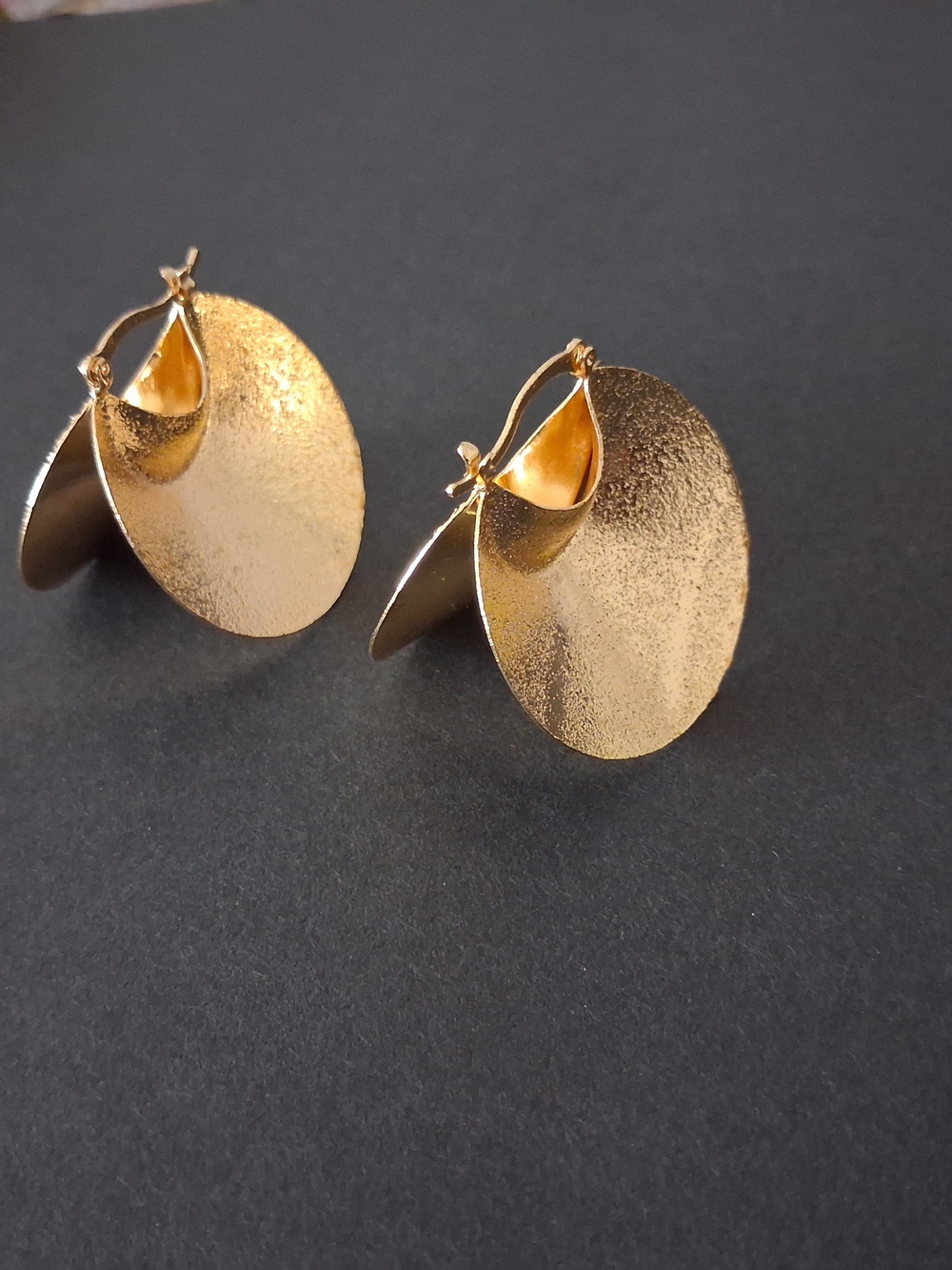 Gold Disc Hoop Earrings - Elegant Women's Jewelry